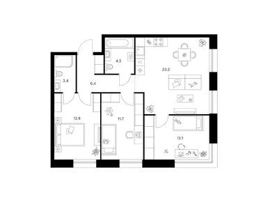 Планировки трехкомнатные в Шкиперский 19