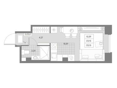 1-комнатная 23.15 кв.м, ЖК AVANT (Авант), 20 915 084 руб.