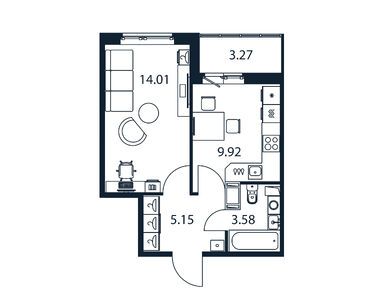 Планировки однокомнатные в ЖК «Полис ЛАВрики»