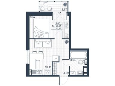 Планировки однокомнатные в Квартал «Ново-Антропшино»