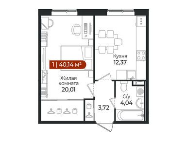 1-комнатная 40.14 кв.м, ЖК «Арт Парк», 5 740 020 руб.