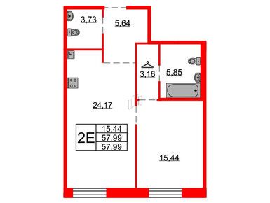 1-комнатная 57.99 кв.м, ЖК «Северная корона», 42 848 167 руб.