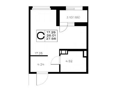 Студия 27.56 кв.м, ЖК «Борский», 7 751 250 руб.