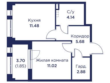 1-комнатная 37.05 кв.м, ЖК «Кронфорт. Центральный», 13 167 570 руб.