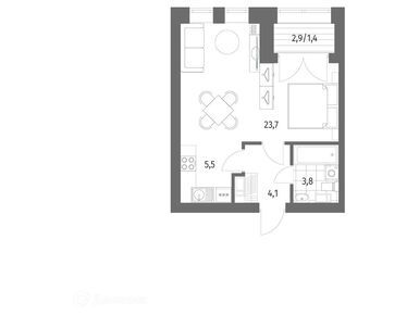 1-комнатная 38.60 кв.м, ЖК «Наука», 14 282 000 руб.