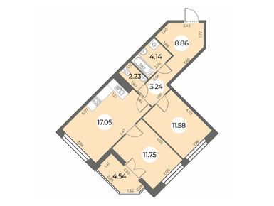 2-комнатная 61.12 кв.м, ЖК «Огни Залива», 17 135 000 руб.