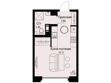 Студия 25.76 кв.м, ЖК «Айди Петроградская», 17 130 400 руб.