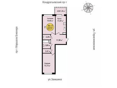 Планировки двухкомнатные в ЖК «УЮТ»
