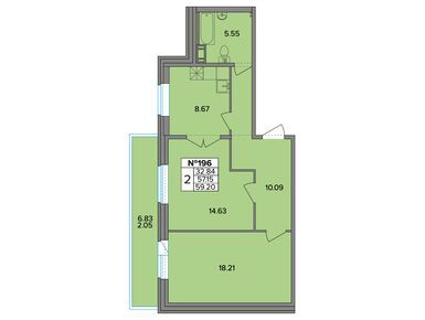 Планировки двухкомнатные в ЖК «СМАРТ»