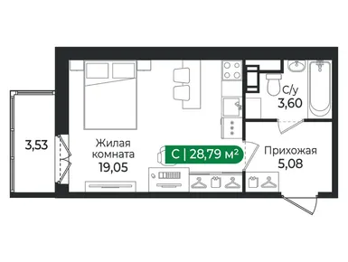Студия 28.79 кв.м, ЖК «Сертолово Парк», 6 103 480 руб.