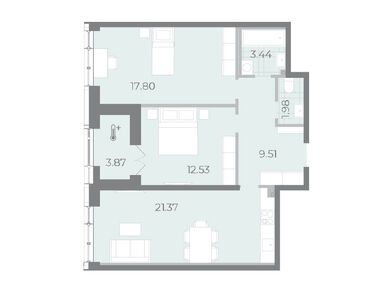 Планировки двухкомнатные в ЖК «Морская набережная» (Бульвар+СиВью)