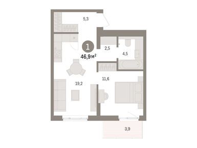 Планировки двухкомнатные в ЖК «Брусника в Новоселье»