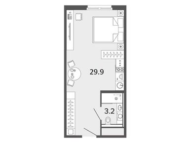 Студия 33.10 кв.м, ARTSTUDIO Moskovsky, 9 800 000 руб.