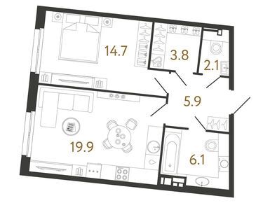 Планировки однокомнатные в ЖК «Визионер»