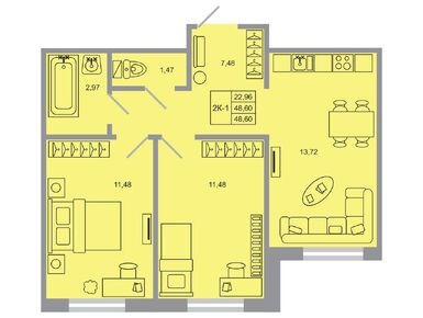 Планировки двухкомнатные в ЖК «Стороны света-2»
