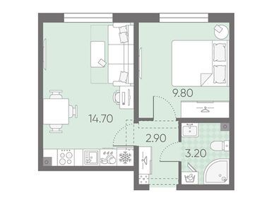 Планировки однокомнатные в ЖК «Ручьи»