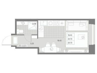 1-комнатная 24.73 кв.м, ЖК AVANT (Авант), 22 342 550 руб.