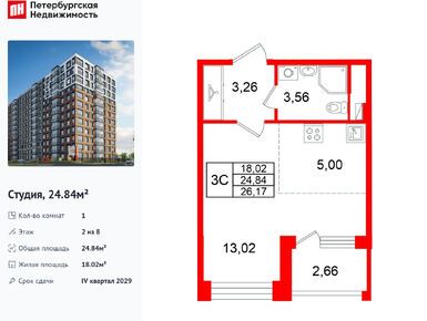 Студия 24.84 кв.м, ЖК «Астра Континенталь», 9 800 063 руб.
