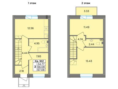 3-комнатная 67.08 кв.м, ЖК «Федоровское», 6 976 320 руб.