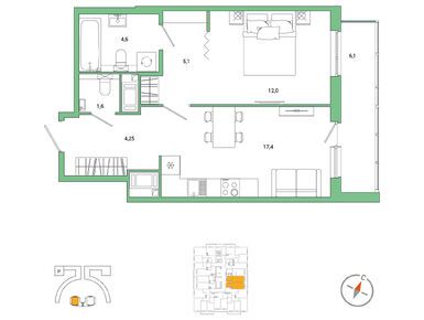 Планировки однокомнатные в ЖК «ОКЛА Вижн»