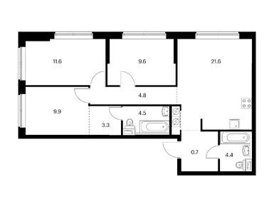 Планировки трехкомнатные в Шкиперский 19