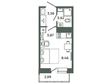 Планировки студии в ЖК «Загляденье»