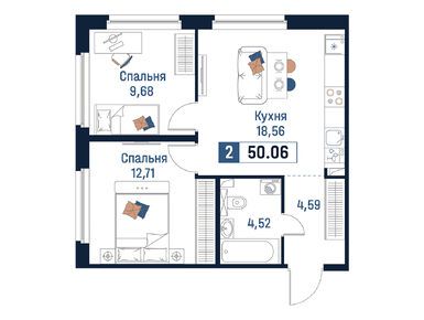 Планировки двухкомнатные в ЖК «Максималист»