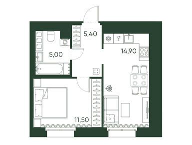 1-комнатная 36.80 кв.м, Клубный дом «Моисеенко 10», 31 280 000 руб.