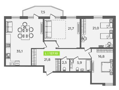 Планировки четырехкомнатные в ЖК Promenade (Променад)