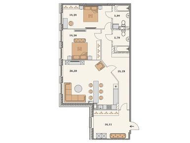 Планировки двухкомнатные в Клубный дом MANHATTAN (Манхэттэн)