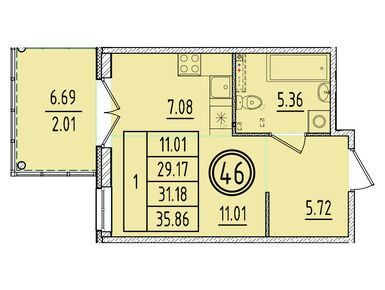 Планировки студии в ЖК «Образцовый квартал 6.4»