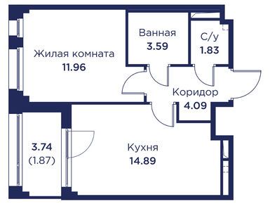 1-комнатная 38.23 кв.м, ЖК «Кронфорт. Центральный», 12 113 200 руб.