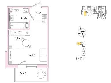 Студия 28.25 кв.м, ЖК «IQ Гатчина», 5 503 100 руб.