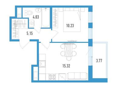 1-комнатная 36.61 кв.м, ЖК AEROCITY CLUB (Аэросити), 6 040 650 руб.