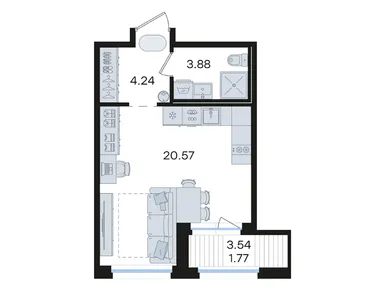 Студия 30.46 кв.м, ЖК «Глоракс Парголово», 6 369 999 руб.