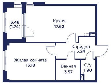 1-комнатная 43.25 кв.м, ЖК «Кронфорт. Центральный», 13 432 336 руб.