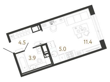 Студия 24.80 кв.м, ЖК «Литера», 11 500 000 руб.