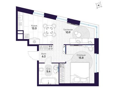 Планировки двухкомнатные в ЖК «ЛДМ»