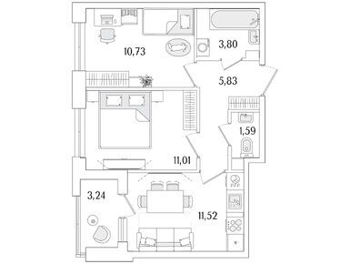 Планировки двухкомнатные в ЖК «Гранат»