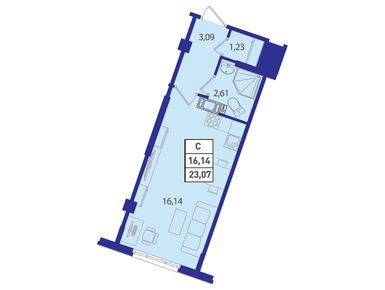 Студия 23.00 кв.м, ЖК «Ромашки», 3 307 515 руб.