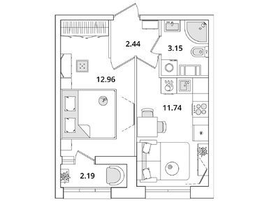 Планировки однокомнатные в ЖК «БелАрт»