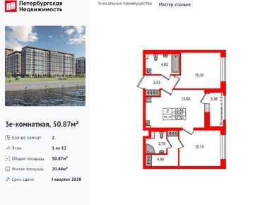 Планировки двухкомнатные в ЖК «Сэтл Ривьера»