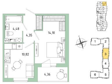 1-комнатная 35.93 кв.м, ЖК «IQ Гатчина», 6 427 877 руб.