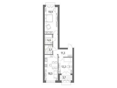 2-комнатная 71.30 кв.м, ЖК «Наука», 21 337 000 руб.