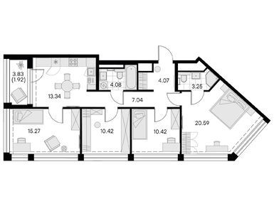 Планировки трехкомнатные в ЖК GloraX PREMIUM Василеостровский (Глоракс Премиум Василеостровский)