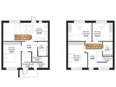 Планировки четырехкомнатные в Поселок таунхаусов «СветЛО»