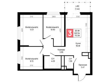 Планировки трехкомнатные в ЖК «Имена»