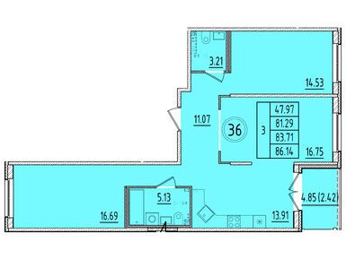 3-комнатная 81.29 кв.м, ЖК «Образцовый квартал 17», 14 112 850 руб.