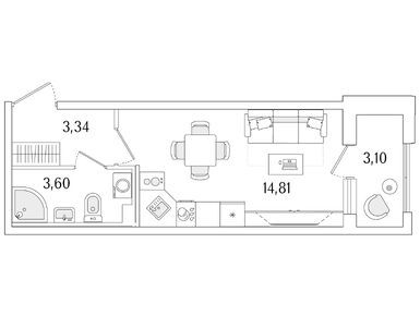 Студия 23.30 кв.м, ЖК «Гранат», 9 521 285 руб.