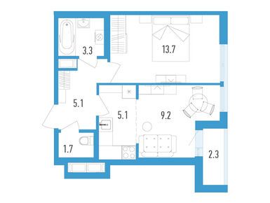 Планировки двухкомнатные в ЖК «Аэросити»